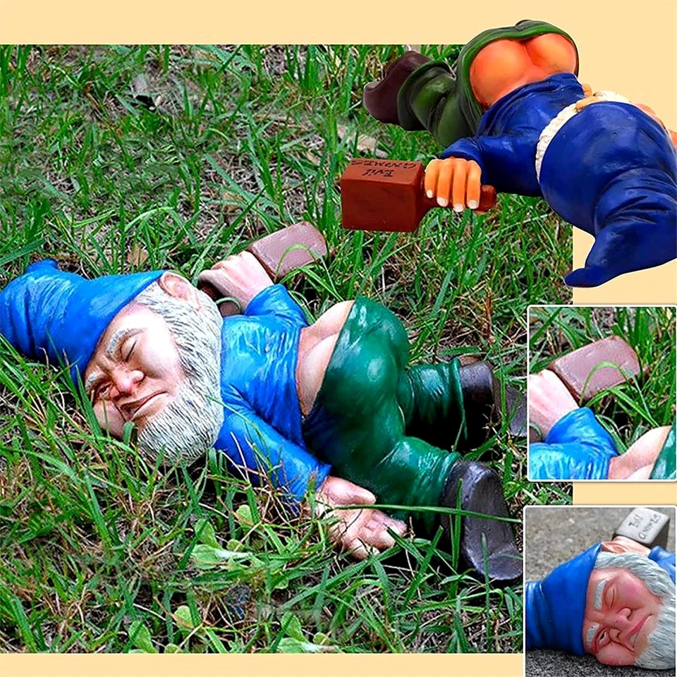 NUODWELL Gartenfigur Gnomen-Gartenstatue, Harz-Gartenzwerg-Handwerk, Gartendekoration