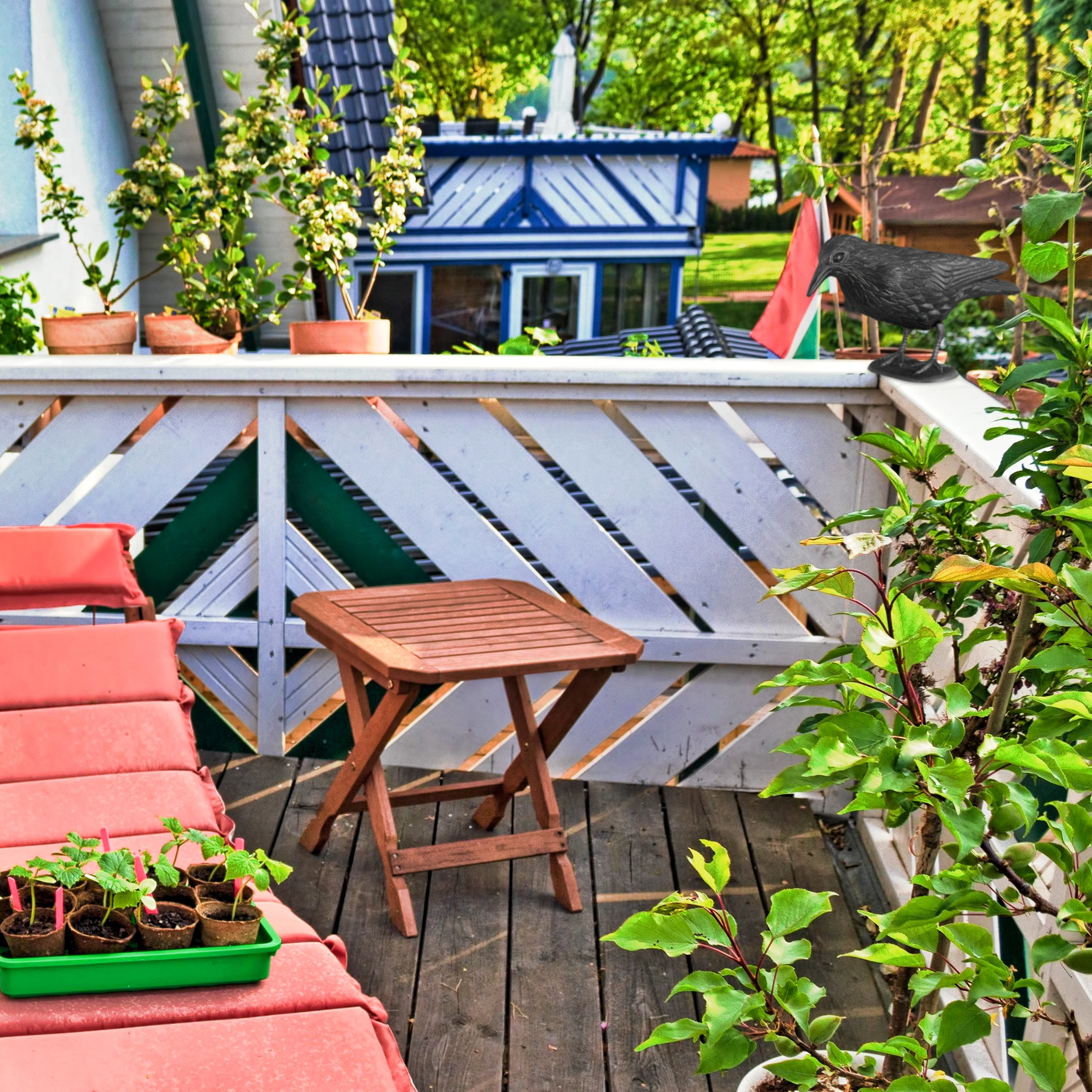 relaxdays Gartenfigur 3 x Taubenschreck Krähe sitzend