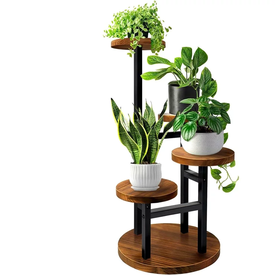 Refined Living Pflanzentreppe Pflanzenständer Hölzern Blumenständer 4 Etagen Blumenregal