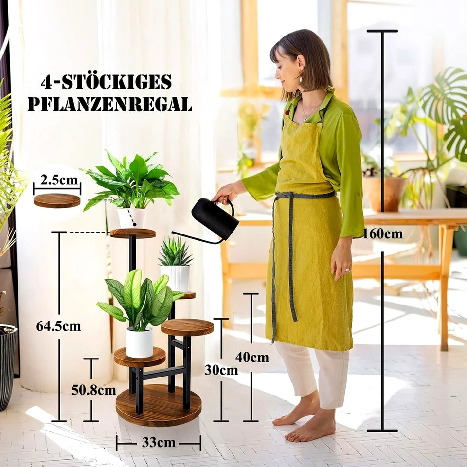 Refined Living Pflanzentreppe Pflanzenständer Hölzern Blumenständer 4 Etagen Blumenregal